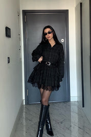 Siyah Ekose Rihanna Gömlek SY-3493-Siyah