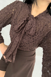 Kahve Asimetrik Şort Etek SY-3635-Kahverengi