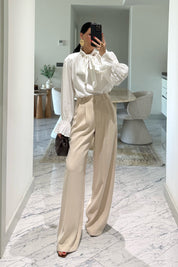 Vatkalı Şal Detaylı Beyaz Bluz SY-3658-Beyaz