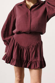 Korse Belli Mini Bordo Etek SY-3564-Bordo