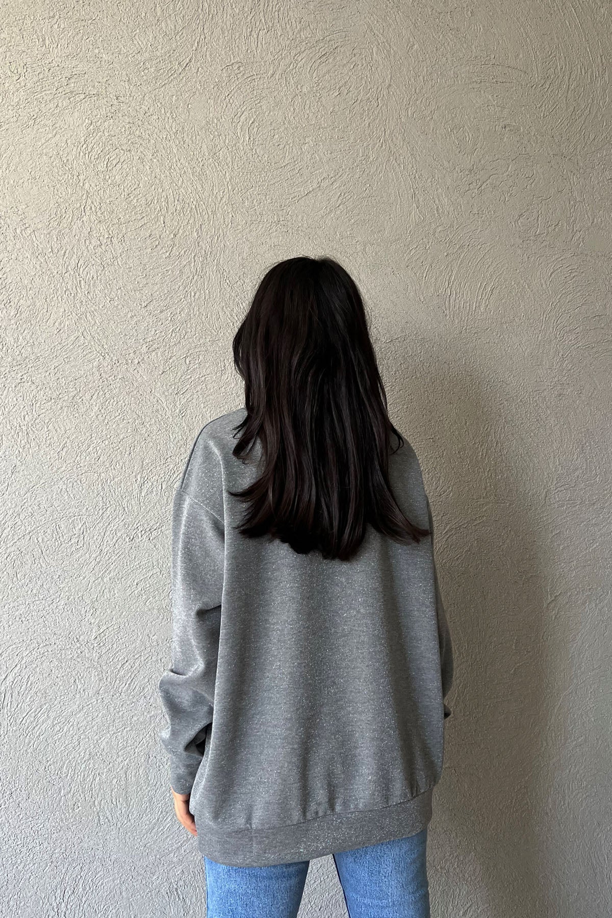 Gri Simli Bisiklet Yaka Sweat SY-1211-Gri