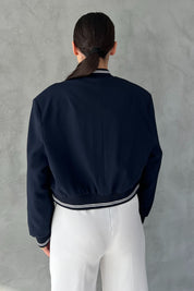 Lacivert Ribana Detaylı Bomber Ceket SY-2379-Lacivert