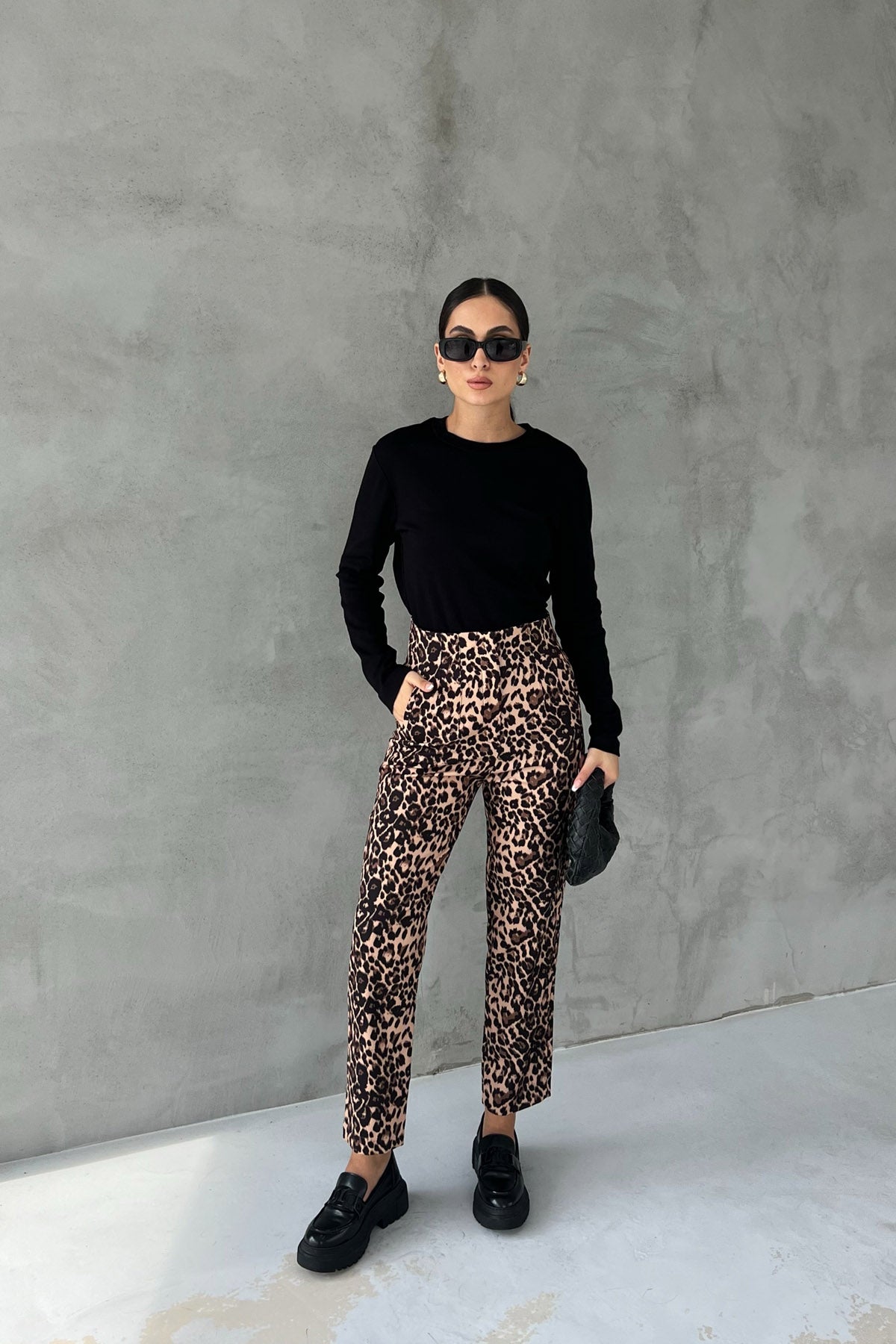 Leopar Desen Cepli Havuç Pantolon SY-2480-Leopar