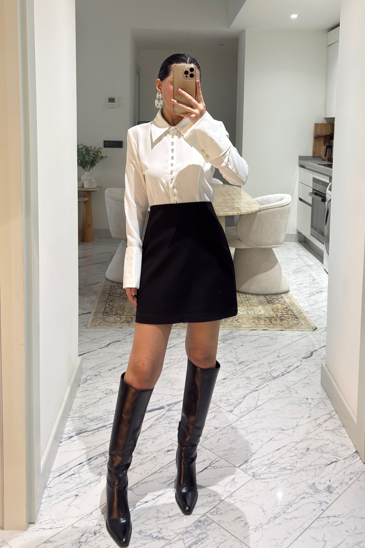 Siyah Arkadan Fermuarlı Klasik Mini Etek SY-3398-Siyah