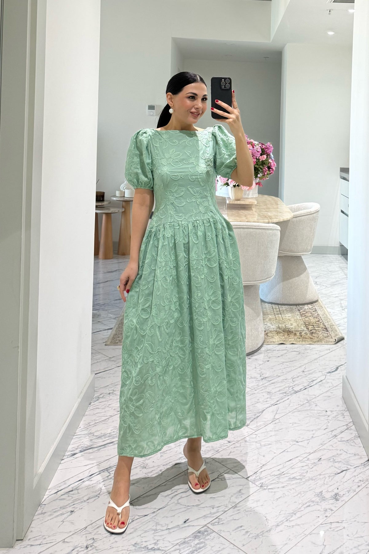 Brode Mint Yeşili Midi Santorini  Elbise SY-3660-Mint Yeşili