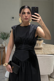 Pinterest Model Beli Drapeli Siyah Elbise SY-3610-Siyah