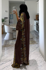 Premium Desenli Kimono Üçlü Takım SY-3818-Kahverengi