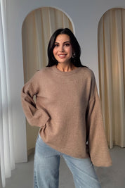 Vizon Bisiklet Yaka Oversize Pinterest Triko Kazak SY-3343-Vizon