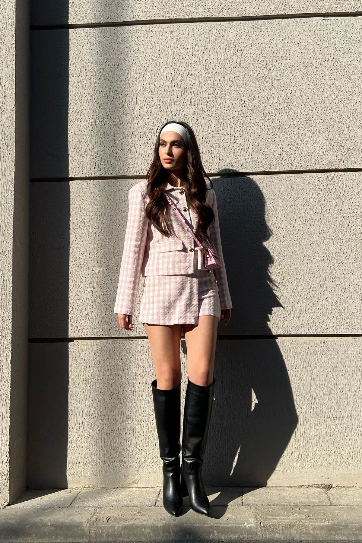 Pembe Düğme Detaylı Tüvit Şort Etek SY-1577-Pembe