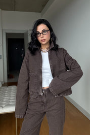 Kahve Cepli Denim Ceket SY-3501-Kahverengi