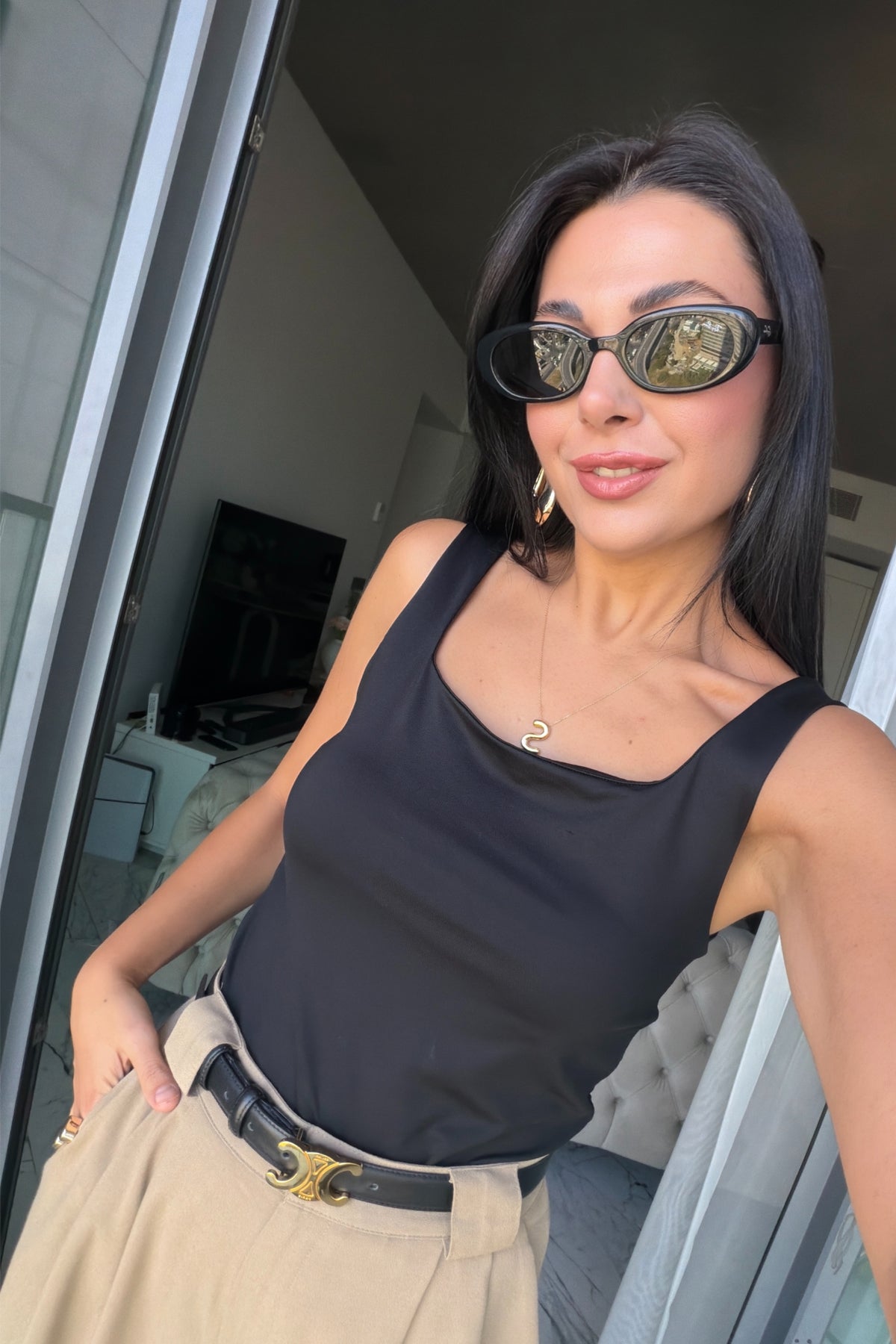 Siyah Kare Yaka Kalın Askılı Basic Bluz SY-3840-Siyah