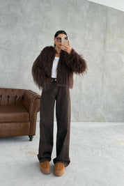 Kahverengi Kot Baggy Pantolon SY-3382-Kahve