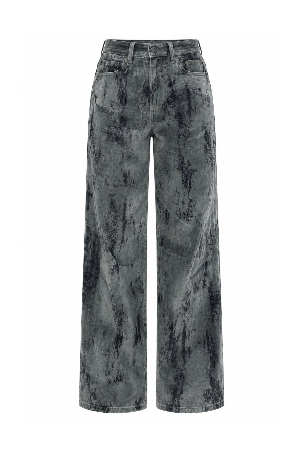 Gri Varak Desenli Kadife Jean SY-3894-Gri