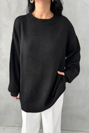 Siyah Bisiklet Yaka Lastikli Pinterest Triko Kazak SY-3368-Siyah