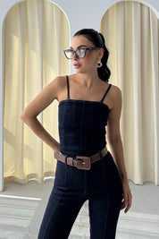 Lacivert Kot Bustiyer Pantolon Takım SY-3366-Lacivert