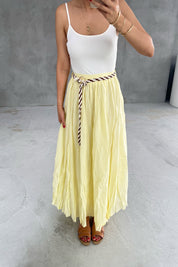 Örgü Kemerli Sarı Kraşlı Etek SY-3244-Sarı