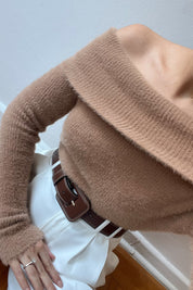 Camel Madonna Yaka Yumoş Triko Kazak SY-2784-Camel