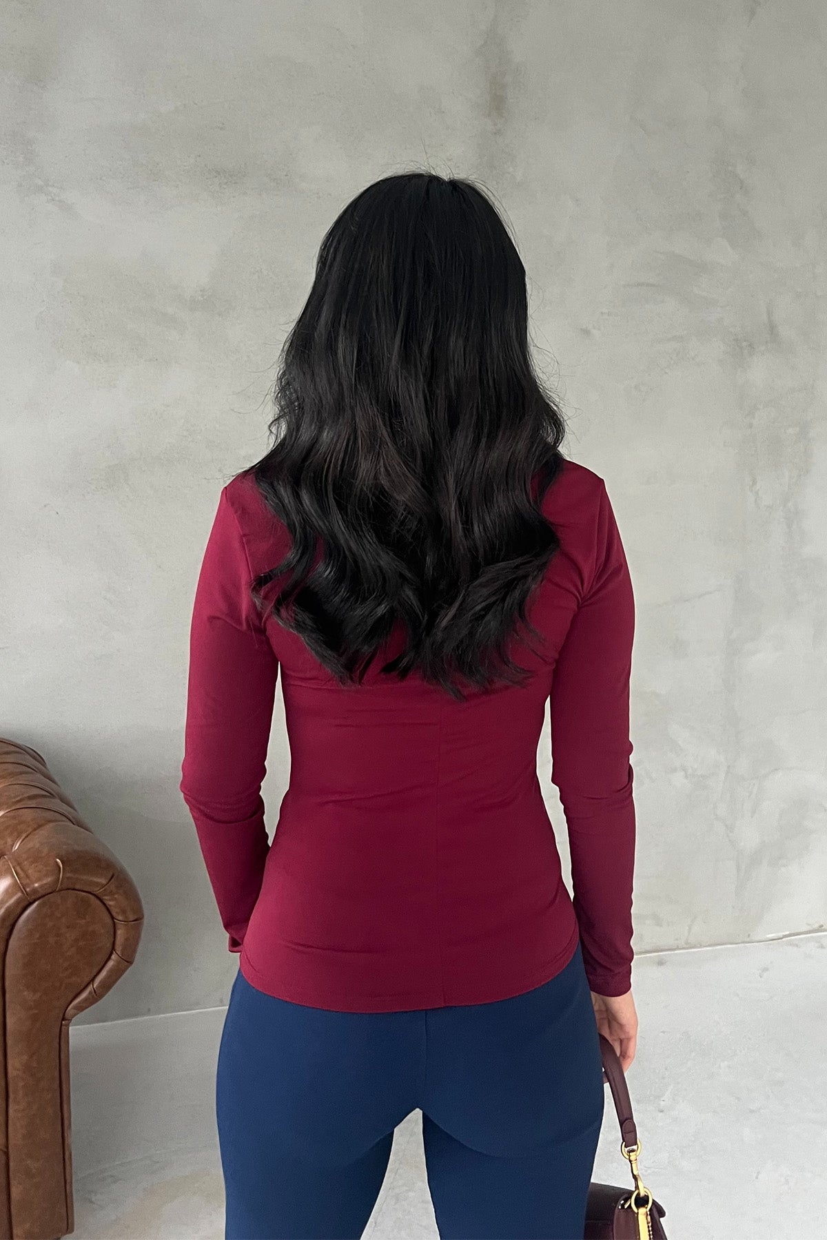 Bordo Pencere Detaylı Body SY-2913-Bordo