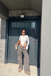 Eskitme Dikiş Detaylı Baggy Jean SY-2378-Eskitme