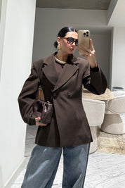 Kahve Belden Oturmalı Özel Üretim Ceket SY-3557-Kahverengi