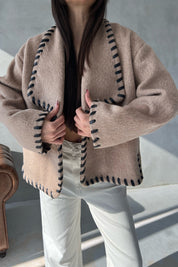 Bej Tasarım Kaşe Ceket Kaban SY-2720-Bej