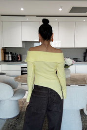 Rosa Casica Carmen Yaka Sarı Triko Kazak SY-3496-Sarı