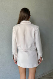 Bej Kaşe Gold Düğme Detaylı Etek Ve Ceket Takım SY-1064-Bej