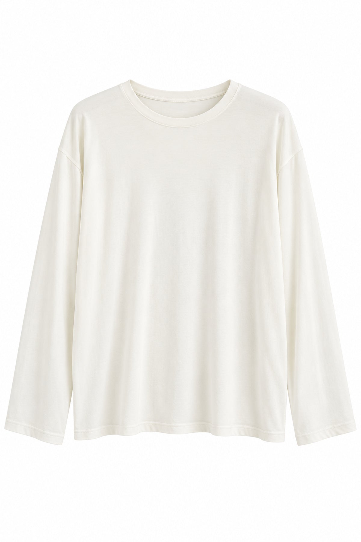 Ekru Bisiklet Yaka Oversize Basic Bluz SY-3899-Ekru