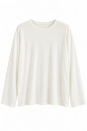 Ekru Bisiklet Yaka Oversize Basic Bluz SY-3899-Ekru