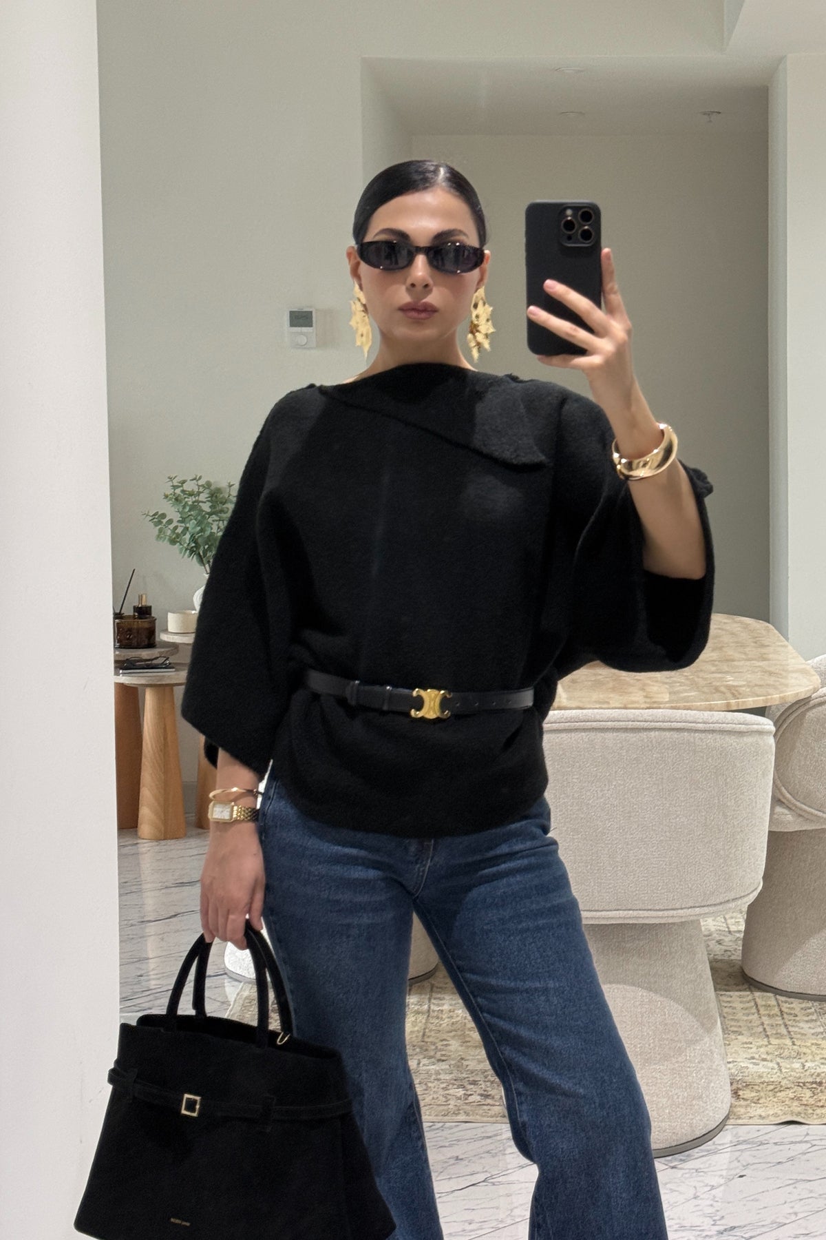 Siyah Yaka Detaylı Triko-Kazak SY-3613-Siyah