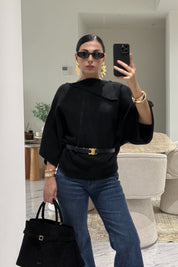 Siyah Yaka Detaylı Triko-Kazak SY-3613-Siyah