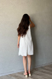 Beyaz Dantel İşleme Detaylı Elbise SY-2286-Beyaz