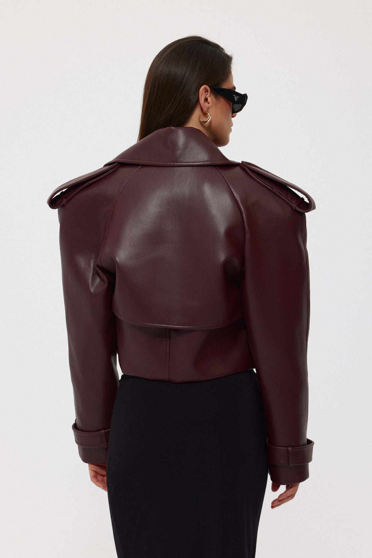 Bordo Tasarım Kısa Deri Ceket SY-2408-Bordo