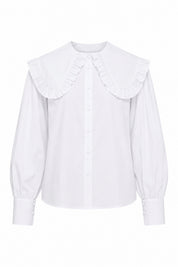 Beyaz Bebe Yaka Uzun Kollu Basic Gömlek SY-2535-Beyaz