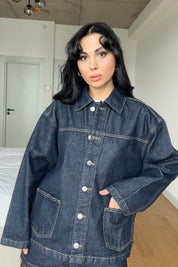 Lacivert Cep Detaylı Denim Ceket SY-2991-Lacivert