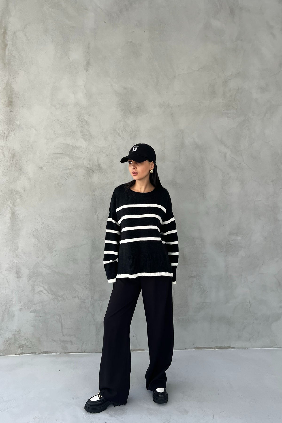 Siyah Arka Cep Detaylı Palazzo Pantolon SY-2461-Siyah