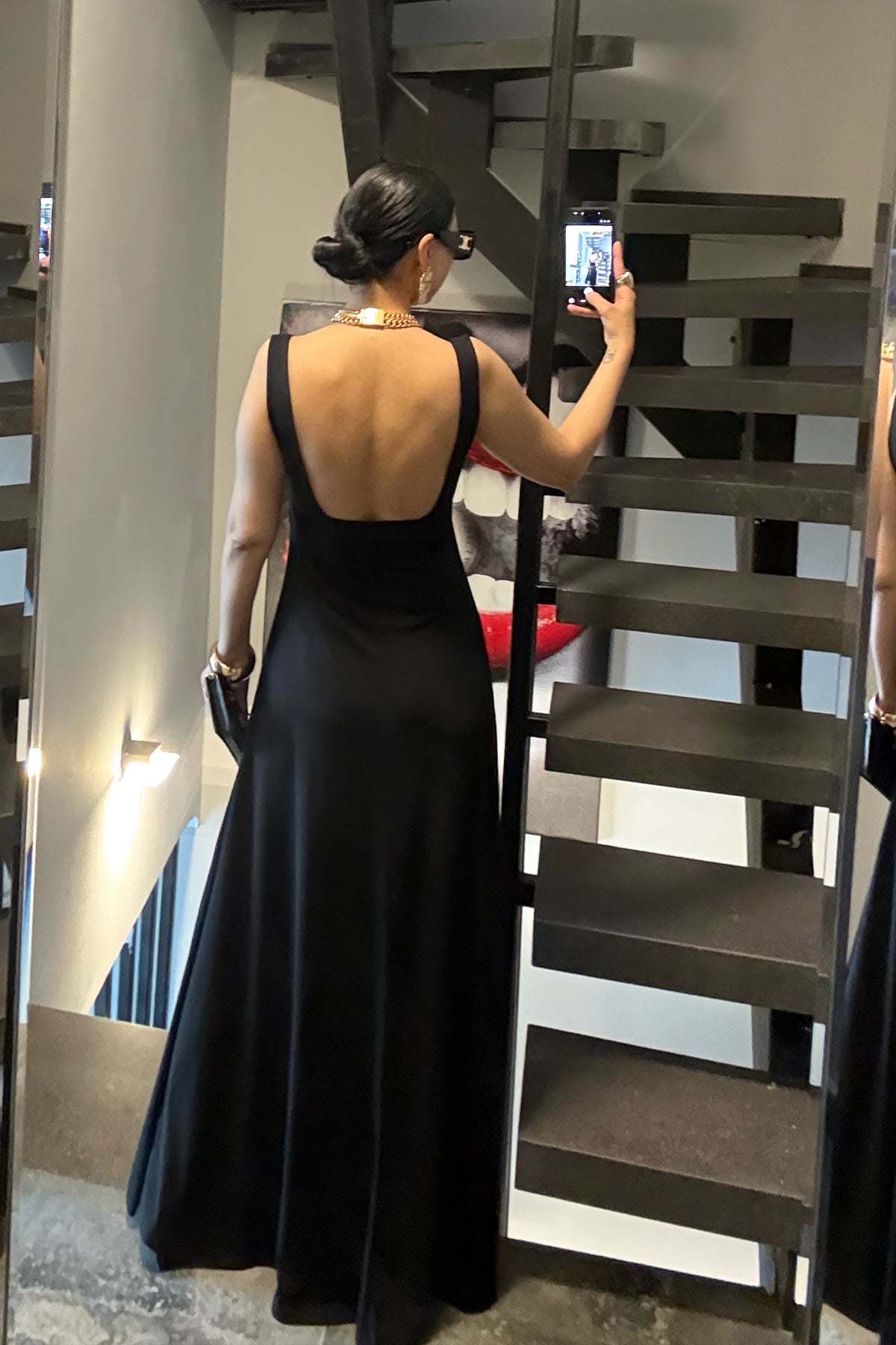 Siyah Kare Yaka Sandy Maxi Elbise SY-3709-Siyah