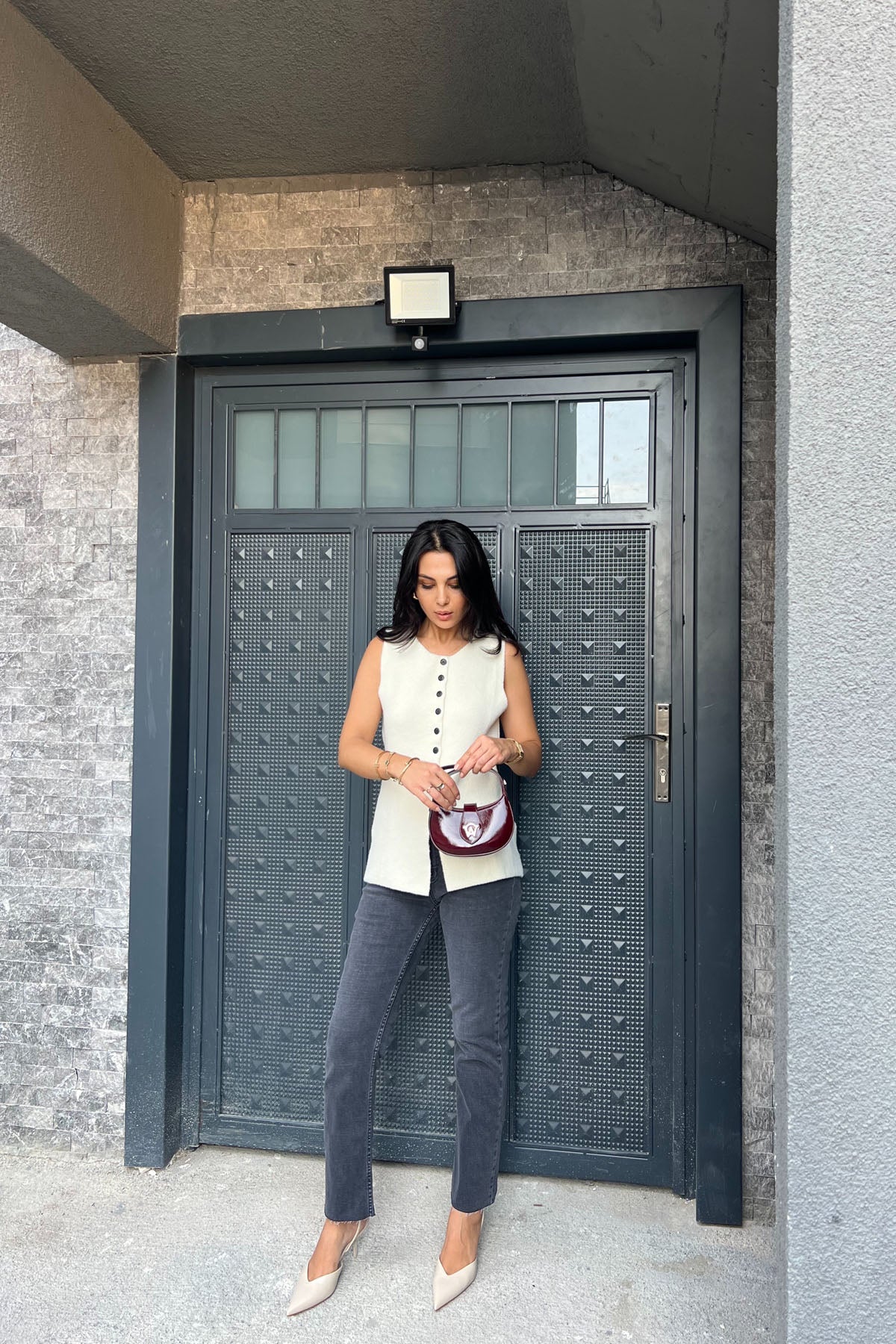 Füme Boy Fit Kesik Paça Jean SY-2472-Füme