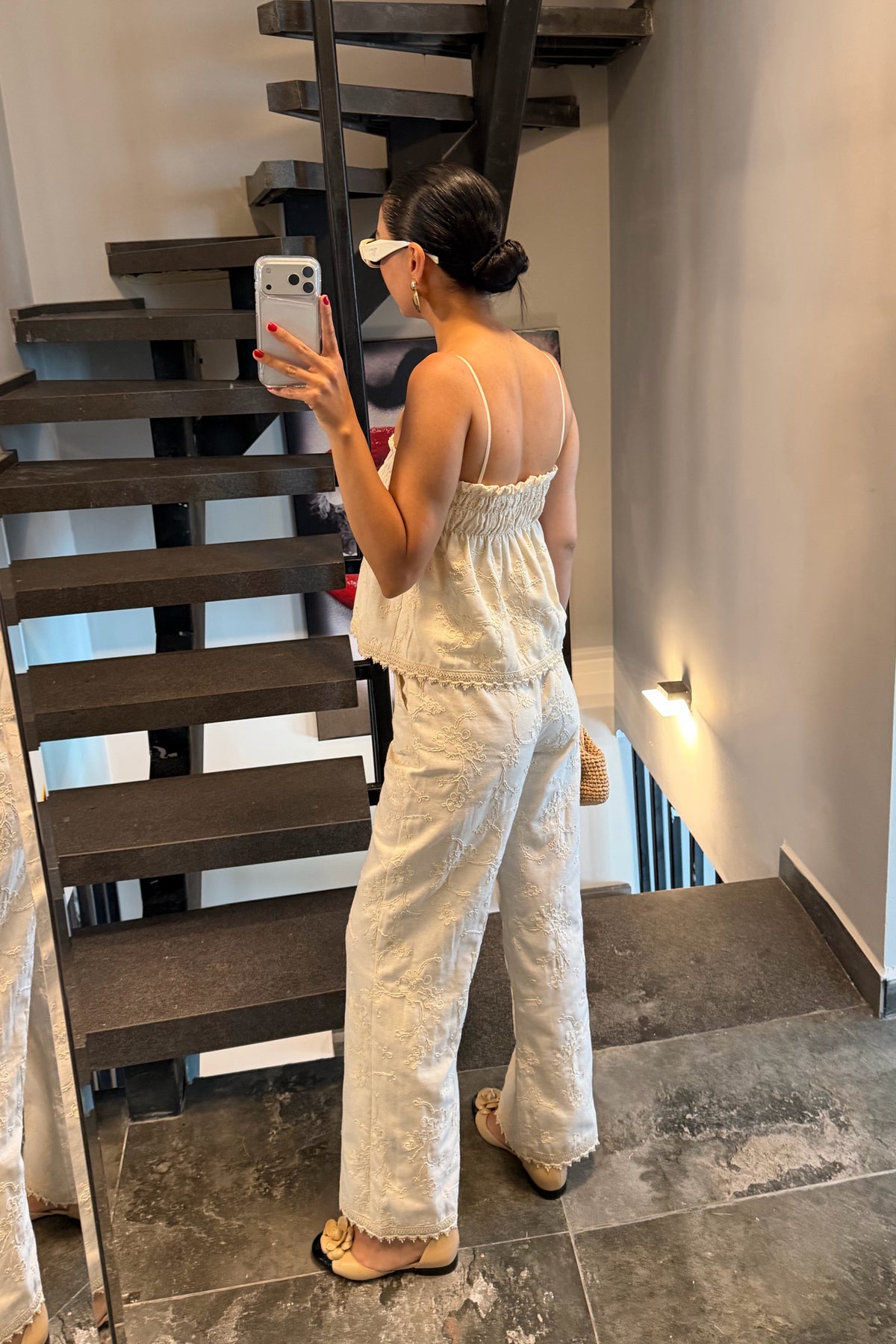 Naturel Lora Pantolon Ve Askılı Bluz Takım SY-3735-Naturel
