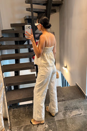 Naturel Lora Pantolon Ve Askılı Bluz Takım SY-3735-Naturel
