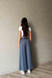 İndigo Beli Lastikli Free Modal Pantolon SY-2012-İndigo