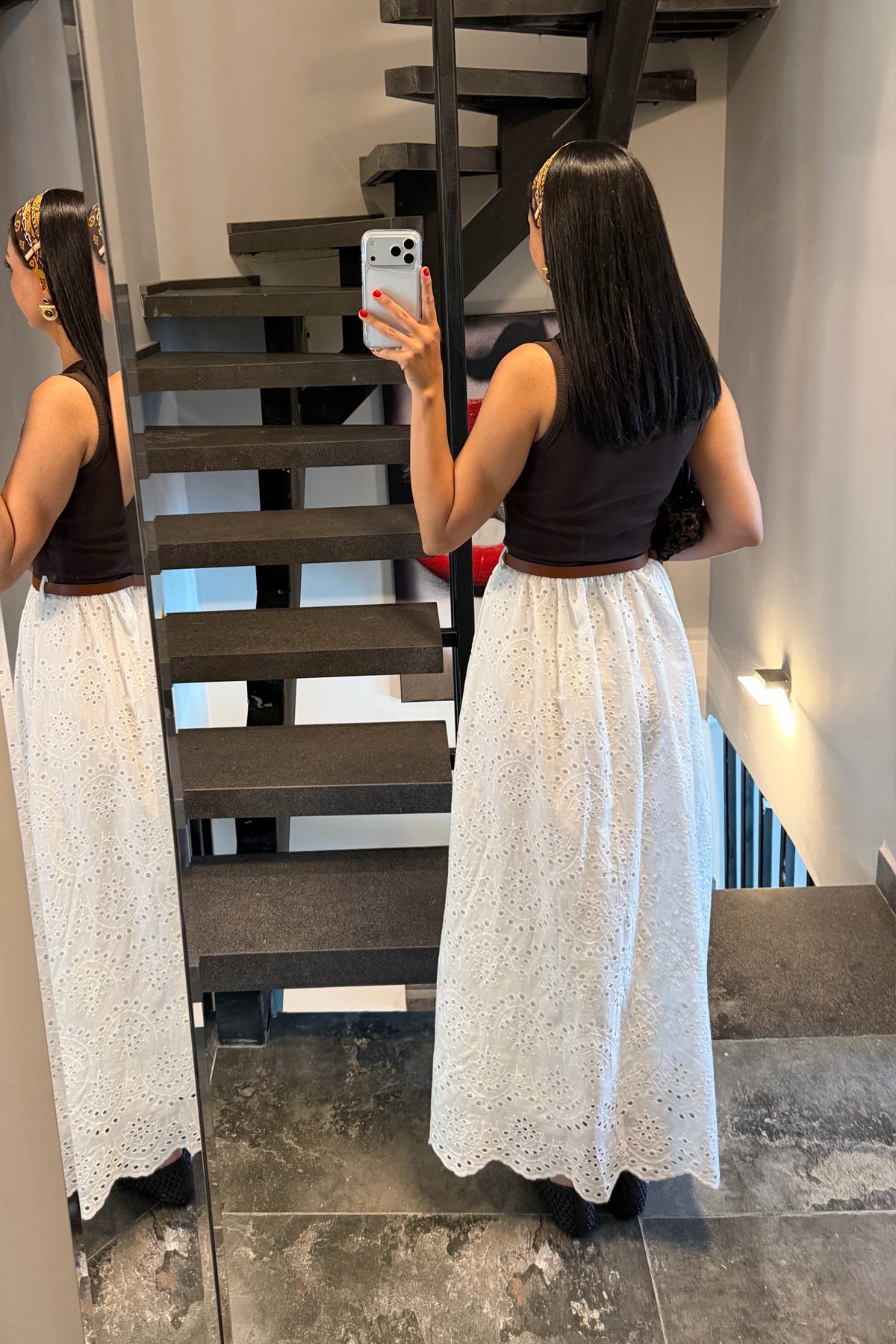 Kahve Çizgili Triko Üst Fisto Detaylı Kemerli Elbise SY-3725-Kahve