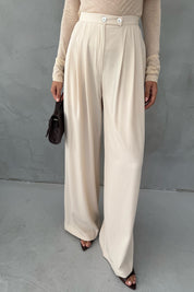 Bej Pileli Palazzo Pantolon SY-3336-Bej