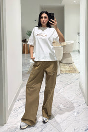 One More Matcha Yazılı Tişört SY-3607-Ekru