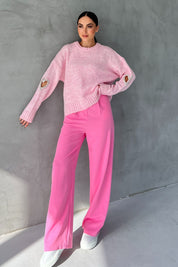 Pembe Arka Cep Detaylı Palazzo Pantolon SY-2461-Pembe