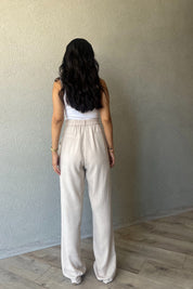 Bej Keten Palazzo Pantolon SY-2168-Bej