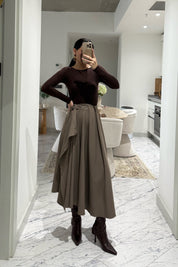 Bej Taka Detaylı Pareo Kloş Etek SY-3536-Bej