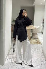 Bağlama Parçalı Scuba Siyah Bluz SY-3605-Siyah