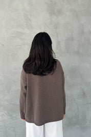 Kahve Düğmeli Kruvaze Yaka Hırka SY-2423-Kahve