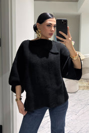 Siyah Yaka Detaylı Triko-Kazak SY-3613-Siyah